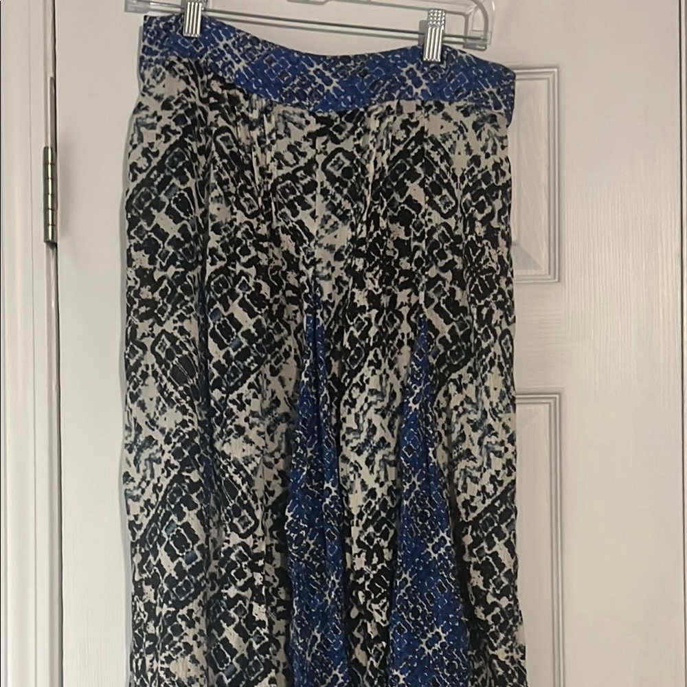 Free People Black, White & Blue Maxi Skirt